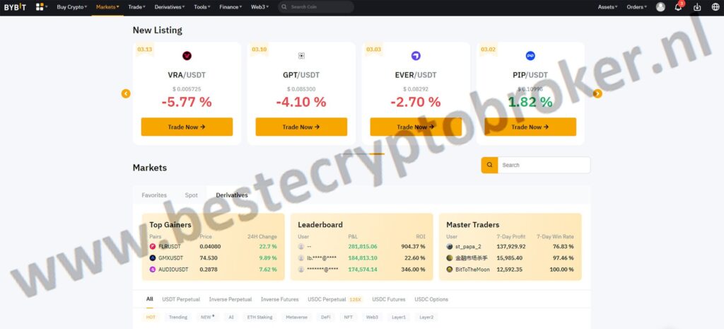 Op deze foto zie je ByBit voor de Transactiekosten crypto vergelijken
