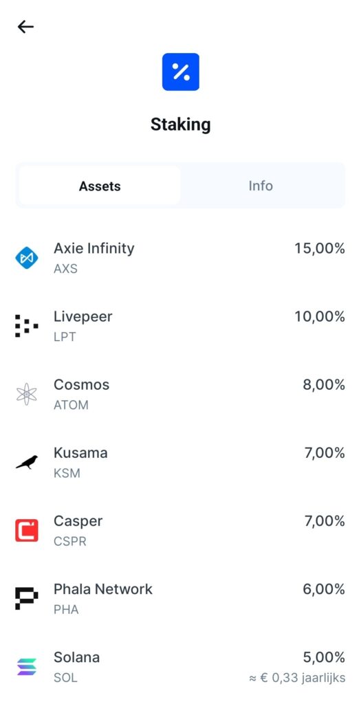 Op deze foto zie je de mobiele app van Bitvavo