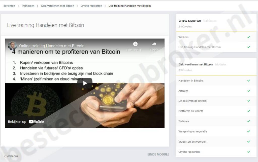 Op deze foto zie je Module 8: Crypto rapporten van de cursus X10 met crypto