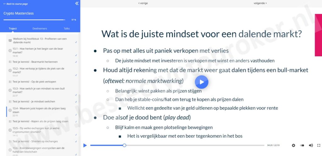 Op deze foto zie je de Crypto Masterclass als onderdeel van de Money Mastery